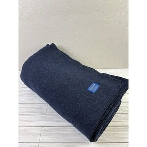 Vintage Pendleton 100% Wool Solid Blue Blanket 96x88